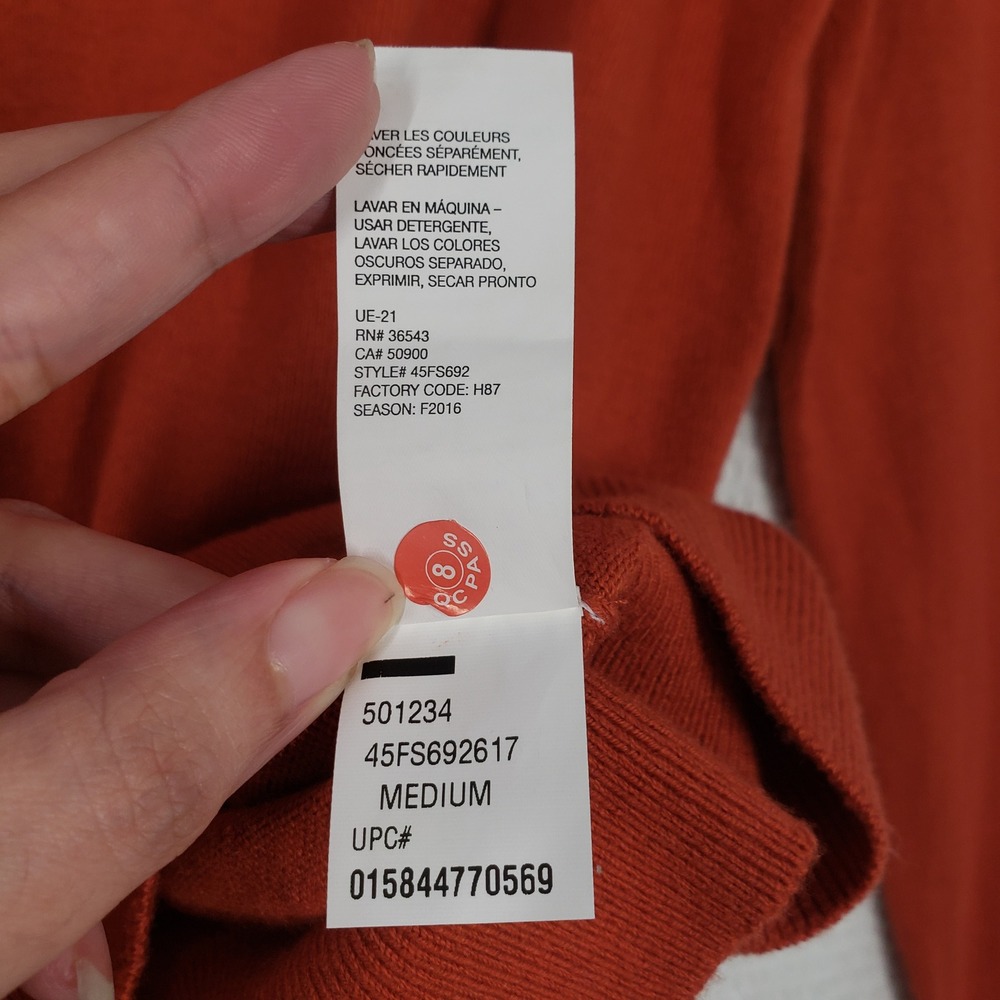 IZOD V-Neck Sweater Mens Medium Orange Cotton Wool Blend Knit Classic Preppy - Picture 9 of 13